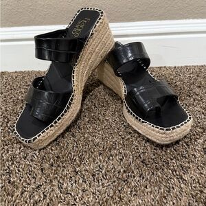 Franco Sarto Black Wedge Sandals